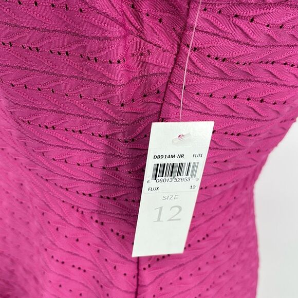 New Donna Morgan Flux‎ Textured Sleeveless Midi Fit & Flare Dress Pink 12 - Picture 9 of 16